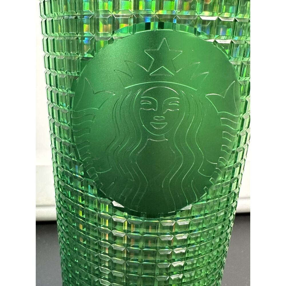 STARBUCKS STUDDED GREEN 24 OZ TUMBLER CUP WITH LID STRAW - Picture 2 of 7
